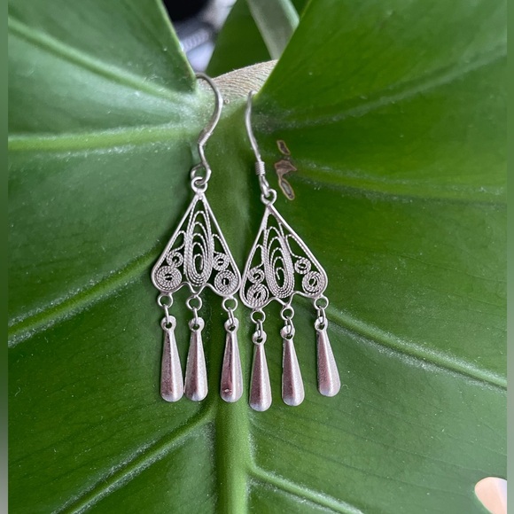 Jewelry - Sterling Silver Filigree Dangle Earrings - NWOT